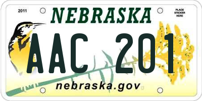 NE license plate AAC201