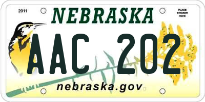 NE license plate AAC202