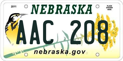 NE license plate AAC208