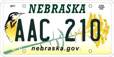 NE license plate AAC210