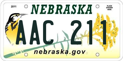 NE license plate AAC211