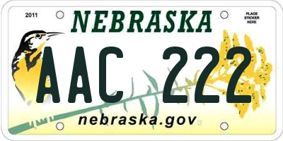 NE license plate AAC222