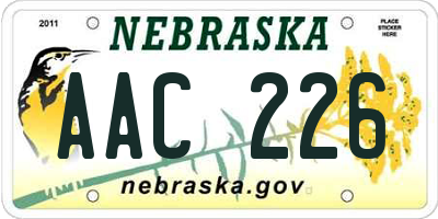 NE license plate AAC226