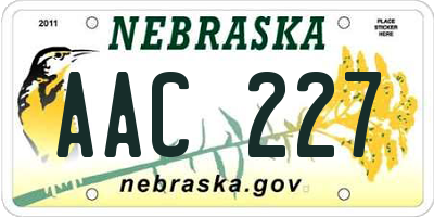 NE license plate AAC227