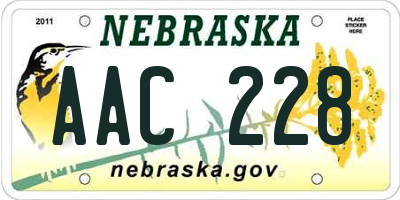 NE license plate AAC228