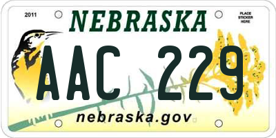 NE license plate AAC229