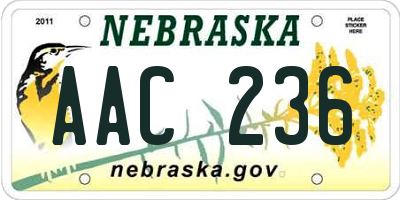 NE license plate AAC236