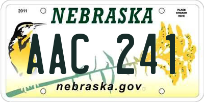 NE license plate AAC241