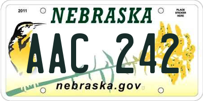 NE license plate AAC242