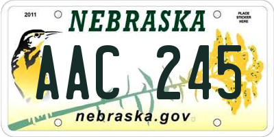 NE license plate AAC245