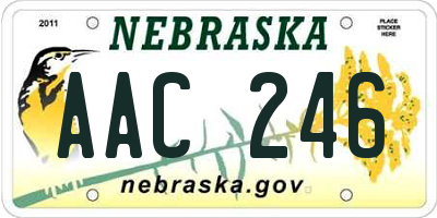 NE license plate AAC246