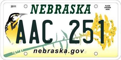 NE license plate AAC251