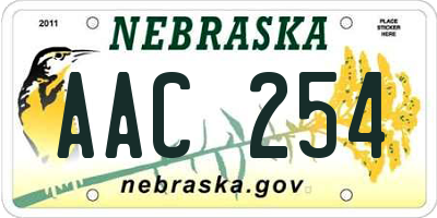 NE license plate AAC254