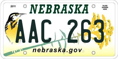 NE license plate AAC263