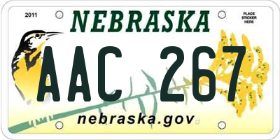 NE license plate AAC267