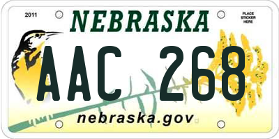 NE license plate AAC268