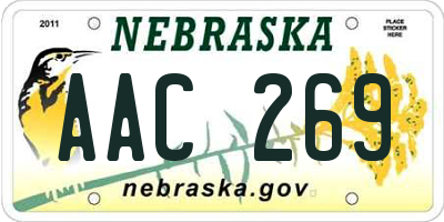 NE license plate AAC269