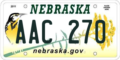 NE license plate AAC270