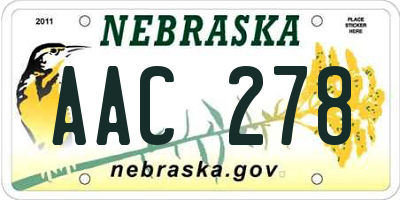 NE license plate AAC278