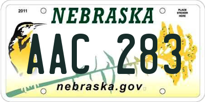 NE license plate AAC283