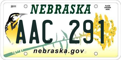 NE license plate AAC291