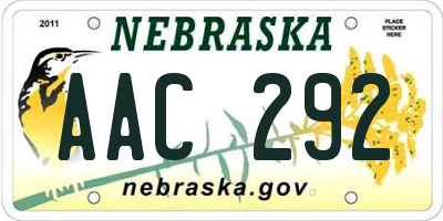 NE license plate AAC292