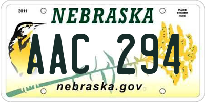 NE license plate AAC294