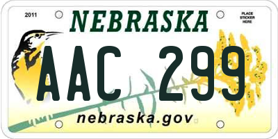 NE license plate AAC299