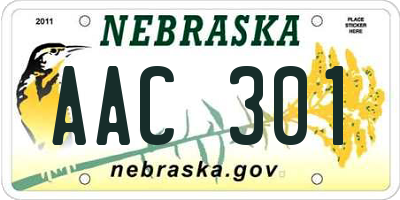 NE license plate AAC301