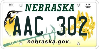 NE license plate AAC302