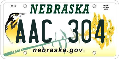 NE license plate AAC304