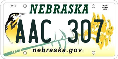 NE license plate AAC307