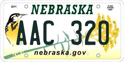 NE license plate AAC320