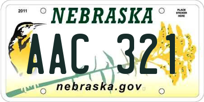 NE license plate AAC321