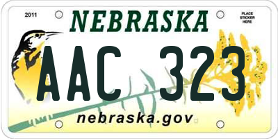 NE license plate AAC323