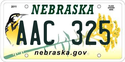 NE license plate AAC325