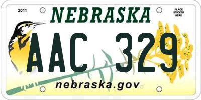 NE license plate AAC329