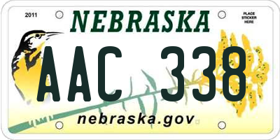 NE license plate AAC338