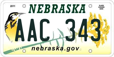 NE license plate AAC343