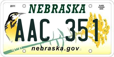 NE license plate AAC351