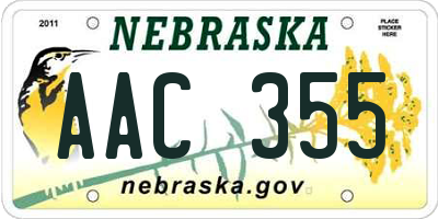 NE license plate AAC355
