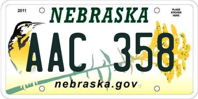 NE license plate AAC358