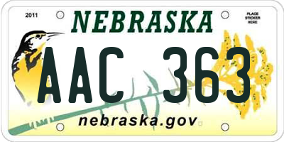 NE license plate AAC363