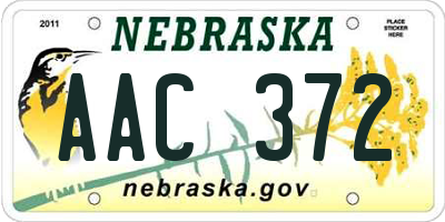 NE license plate AAC372