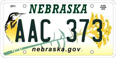 NE license plate AAC373