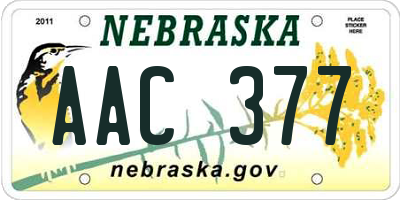 NE license plate AAC377