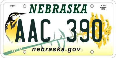 NE license plate AAC390