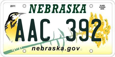 NE license plate AAC392