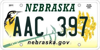 NE license plate AAC397