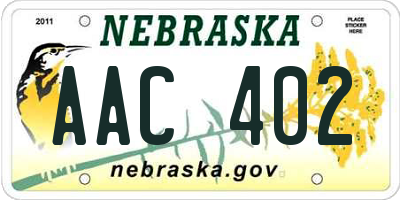 NE license plate AAC402